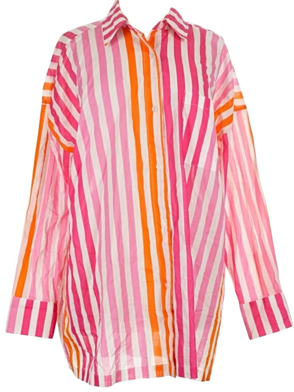 Beach Riot Alexa Sunset Stripes Oversized Cotton Button Front Shirt Cover Up - Picture 13 of 13